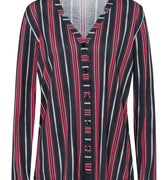 77934 Sleep And Lounge Long Sleeve Button Front Jersey Shirt - 2984 Marsala Stripe